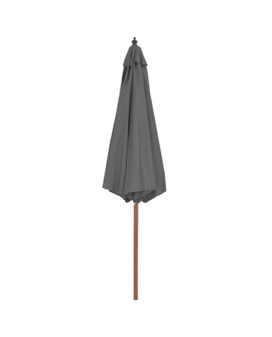 Parasol d'extérieur avec mât en bois 300 cm Anthracite