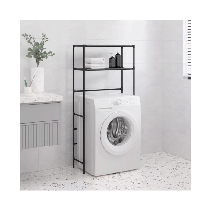 Support de rangement 2 niveaux sur la machine à laver Noir Fer