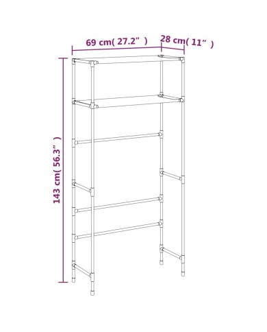Support de rangement 2 niveaux sur la machine à laver Noir Fer