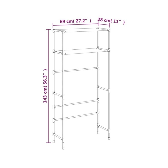 Support de rangement 2 niveaux sur la machine à laver Noir Fer