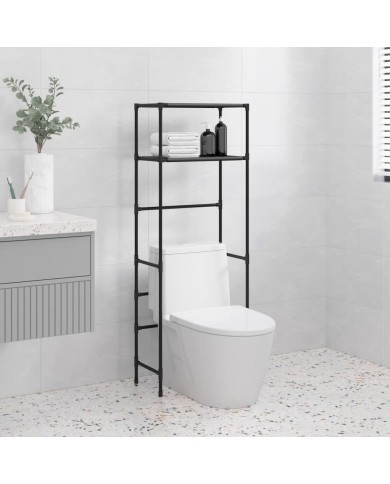 Support de rangement 2 niveaux sur toilette Noir 53,5x28x143 cm