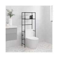 Support de rangement 2 niveaux sur toilette Noir 53,5x28x143 cm