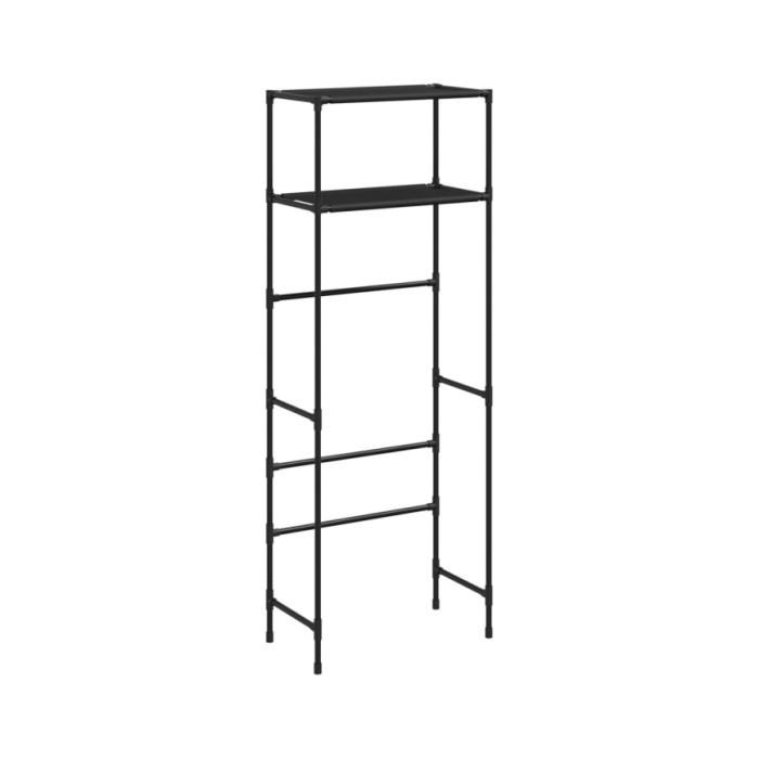 Support de rangement 2 niveaux sur toilette Noir 53,5x28x143 cm