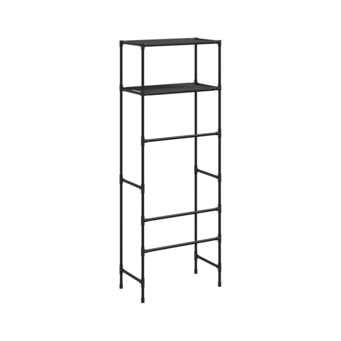 Support de rangement 2 niveaux sur toilette Noir 53,5x28x143 cm