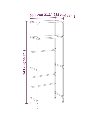 Support de rangement 2 niveaux sur toilette Noir 53,5x28x143 cm