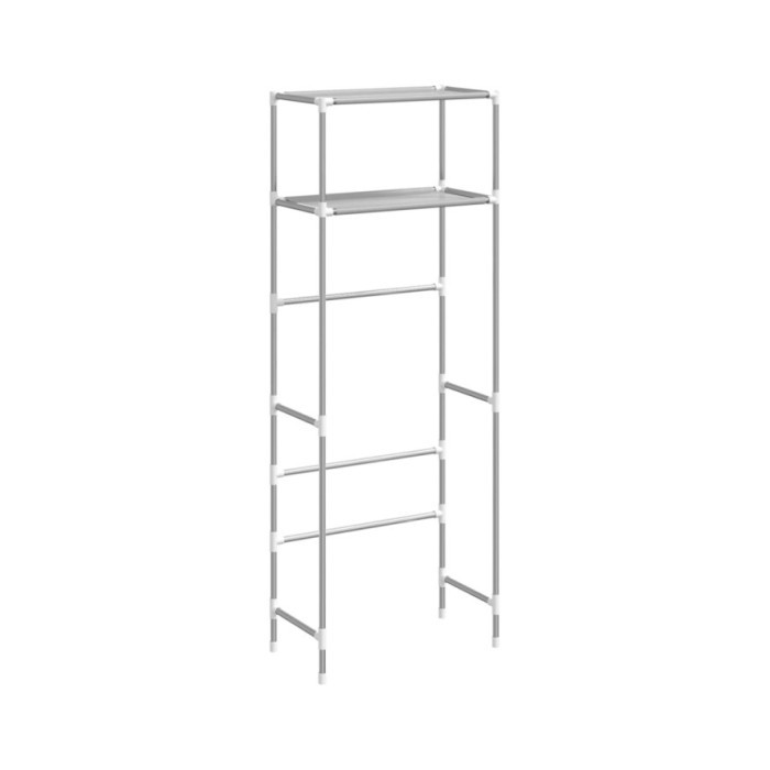 Support de rangement 2 niveaux sur toilette Gris 53,5x28x143 cm