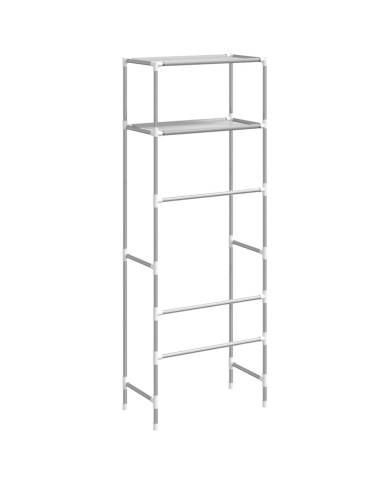Support de rangement 2 niveaux sur toilette Gris 53,5x28x143 cm