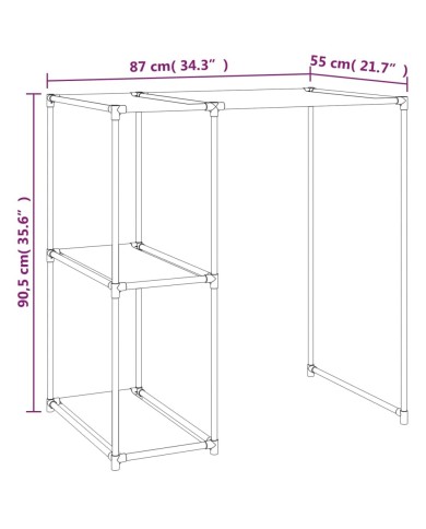 Support de rangement sur la machine à laver Gris 87x55x90,5 cm