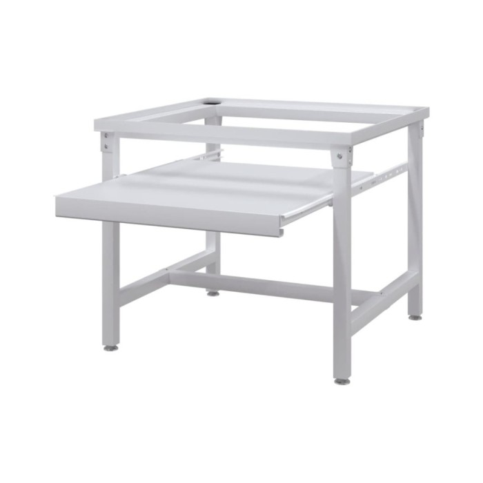 Socle pour machine à laver avec étagère coulissante Blanc