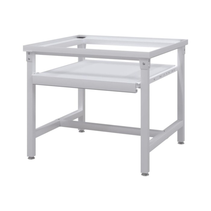 Socle pour machine à laver avec étagère coulissante Blanc
