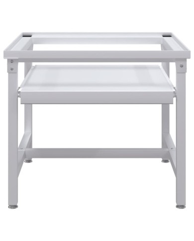 Socle pour machine à laver avec étagère coulissante Blanc