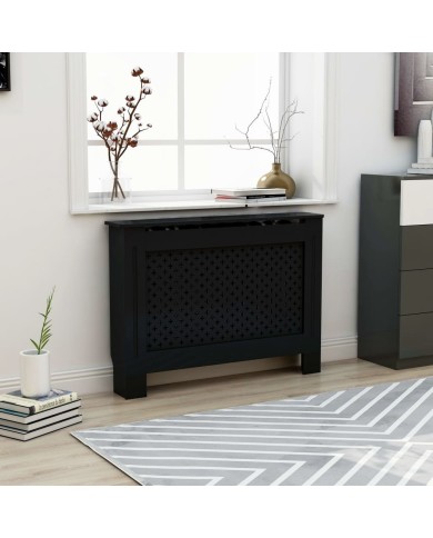 Cache-radiateur Noir 112x19x81 cm MDF
