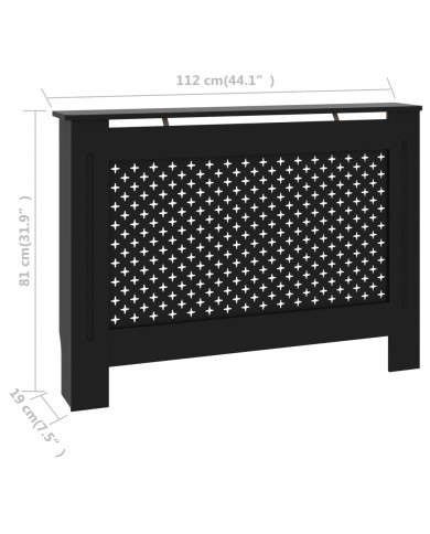Cache-radiateur Noir 112x19x81 cm MDF