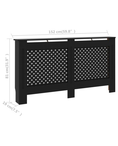Cache-radiateur Noir 152x19x81 cm MDF