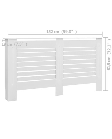 Cache-radiateurs 2 pcs Blanc 152x19x81,5 cm MDF