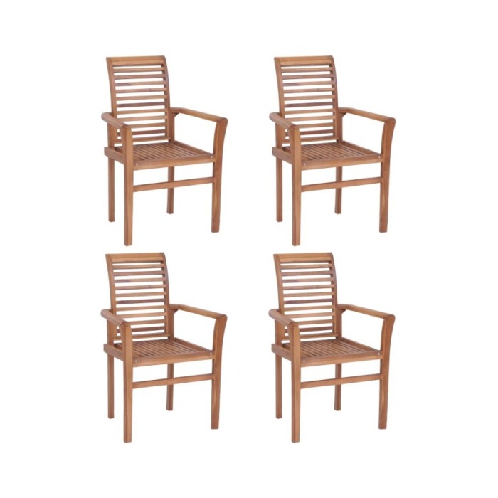 Chaises de salle à manger empilables 4 pcs Teck massif