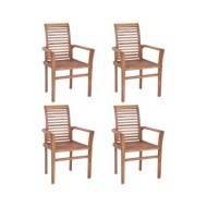 Chaises de salle à manger empilables 4 pcs Teck massif