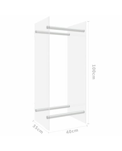 Portant de bois chauffage Transparent 40x35x100 cm Verre trempé 