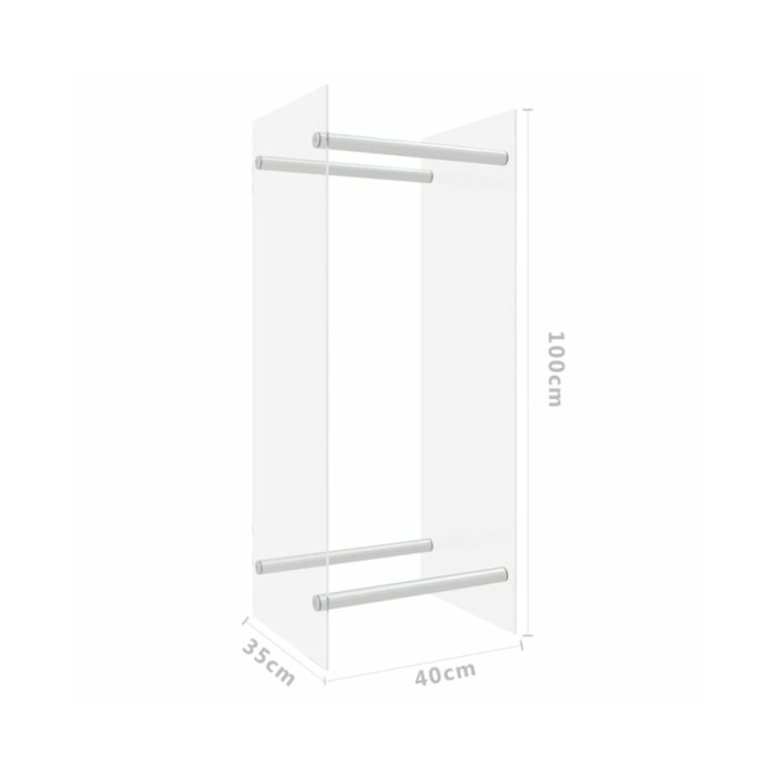 Portant de bois chauffage Transparent 40x35x100 cm Verre trempé 