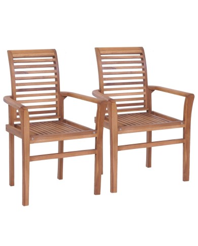 Chaises de salle à manger empilables 4 pcs Teck massif
