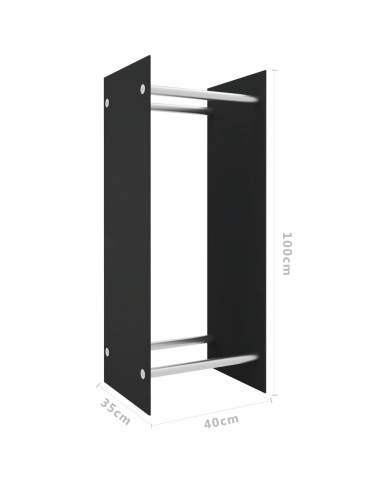 Portant de bois de chauffage Noir 40x35x100 cm Verre trempé