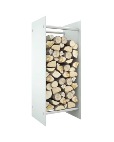 Portant de bois de chauffage Blanc 40x35x100 cm Verre trempé