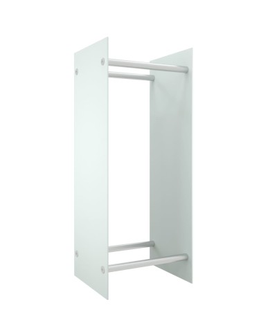 Portant de bois de chauffage Blanc 40x35x100 cm Verre trempé