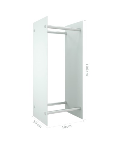 Portant de bois de chauffage Blanc 40x35x100 cm Verre trempé