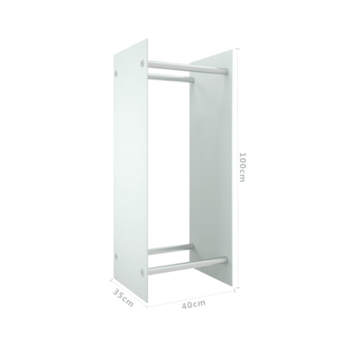 Portant de bois de chauffage Blanc 40x35x100 cm Verre trempé