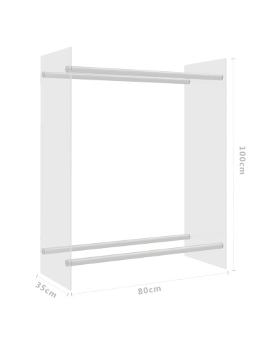 Portant de bois chauffage Transparent 80x35x100 cm Verre trempé