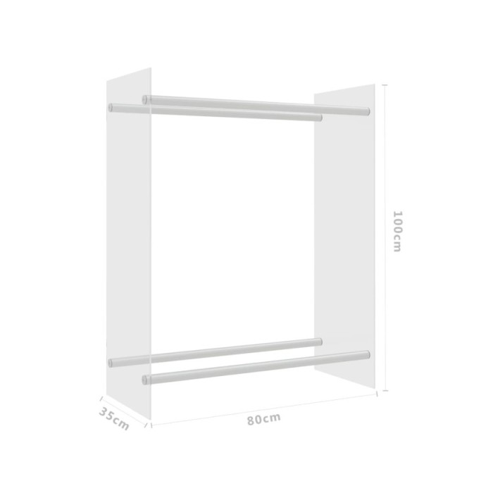 Portant de bois chauffage Transparent 80x35x100 cm Verre trempé