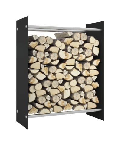 Portant de bois de chauffage Noir 80x35x100 cm Verre trempé