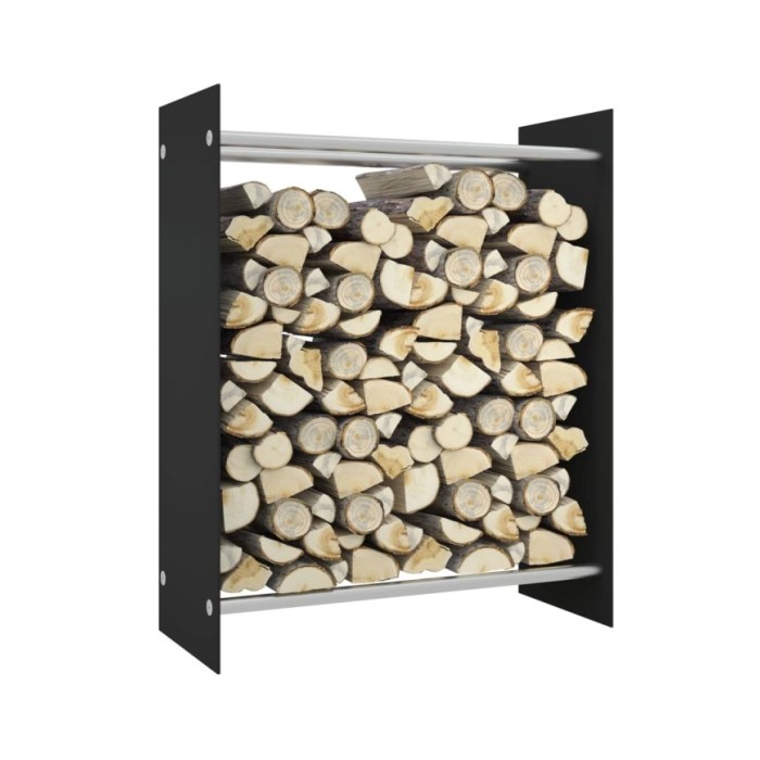 Portant de bois de chauffage Noir 80x35x100 cm Verre trempé
