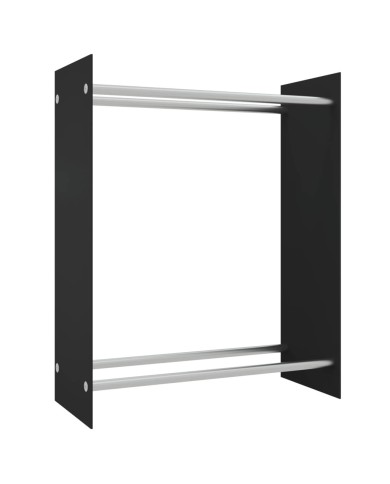 Portant de bois de chauffage Noir 80x35x100 cm Verre trempé