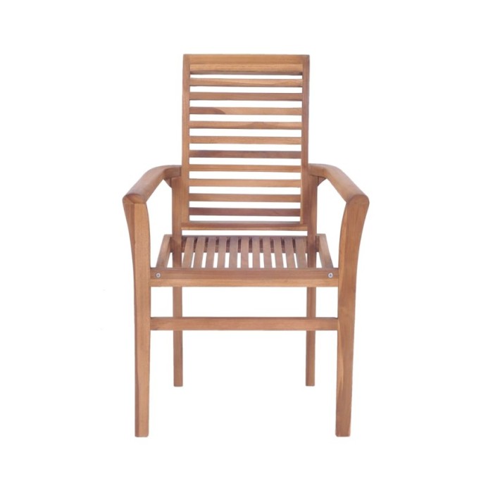 Chaises de salle à manger empilables 4 pcs Teck massif