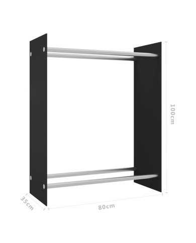 Portant de bois de chauffage Noir 80x35x100 cm Verre trempé