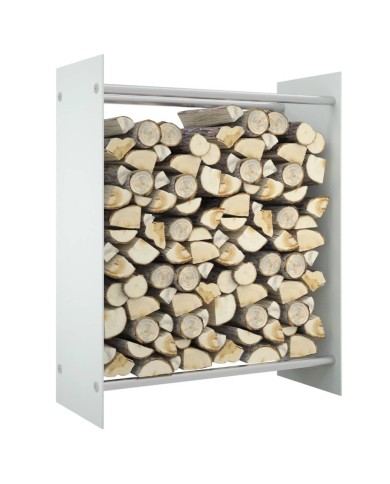 Portant de bois de chauffage Blanc 80x35x100 cm Verre trempé
