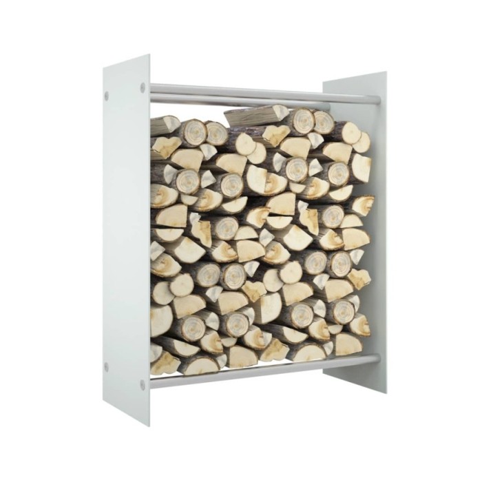 Portant de bois de chauffage Blanc 80x35x100 cm Verre trempé