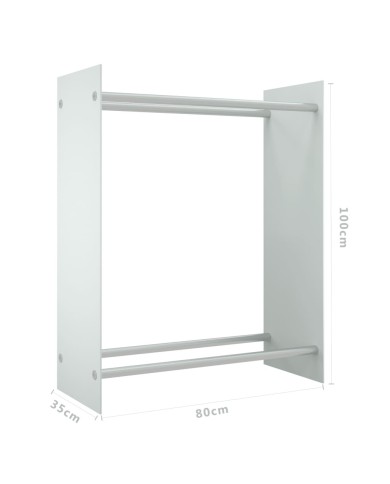 Portant de bois de chauffage Blanc 80x35x100 cm Verre trempé