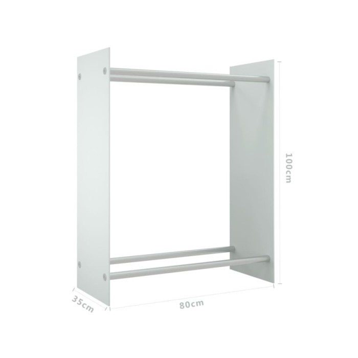 Portant de bois de chauffage Blanc 80x35x100 cm Verre trempé
