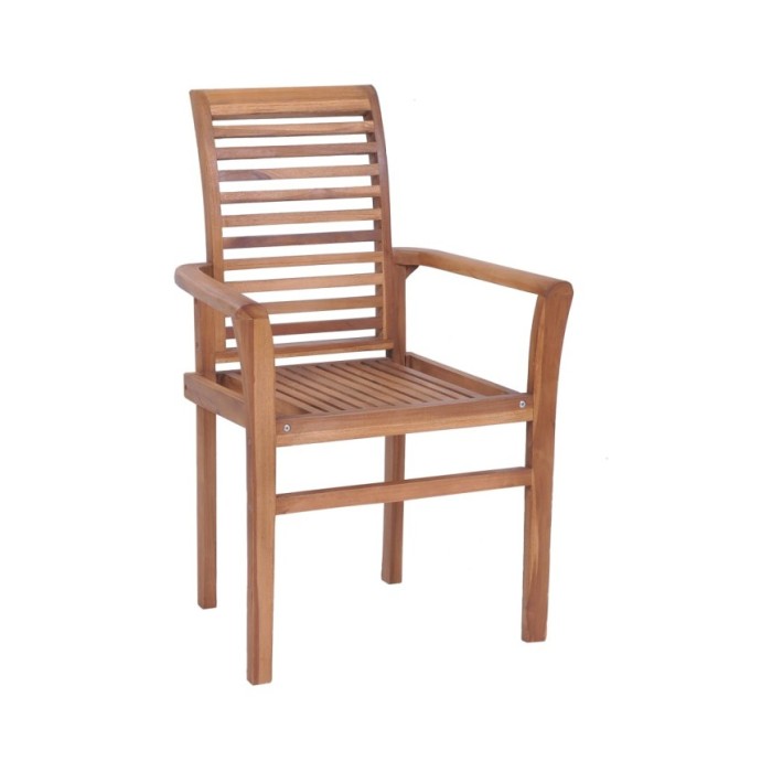 Chaises de salle à manger empilables 4 pcs Teck massif