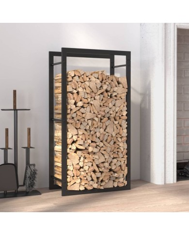 Portant de bois de chauffage Noir mat 50x28x94 cm Acier