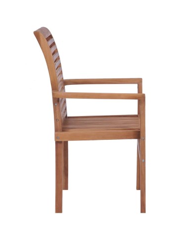 Chaises de salle à manger empilables 4 pcs Teck massif