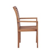 Chaises de salle à manger empilables 4 pcs Teck massif