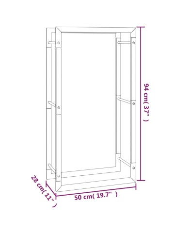 Portant de bois de chauffage Noir mat 50x28x94 cm Acier