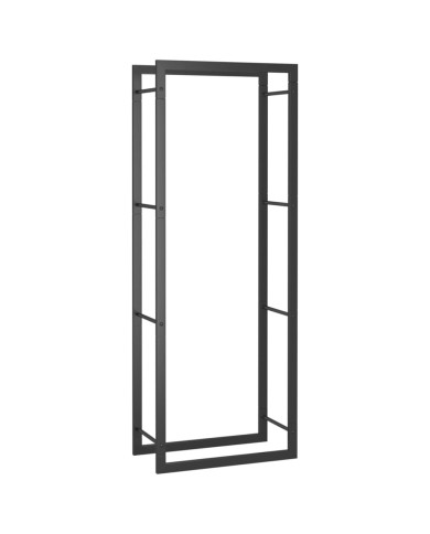 Portant de bois de chauffage Noir mat 50x28x132 cm Acier