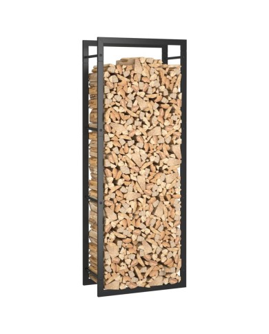 Portant de bois de chauffage Noir mat 50x28x132 cm Acier