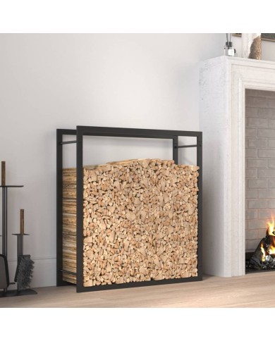Portant de bois de chauffage Noir mat 80x28x86 cm Acier