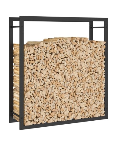 Portant de bois de chauffage Noir mat 80x28x86 cm Acier