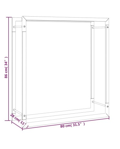 Portant de bois de chauffage Noir mat 80x28x86 cm Acier